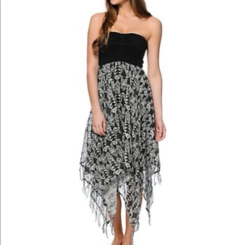 Billabong Enchanted Dayz Strapless smocked boho Dress Size Small